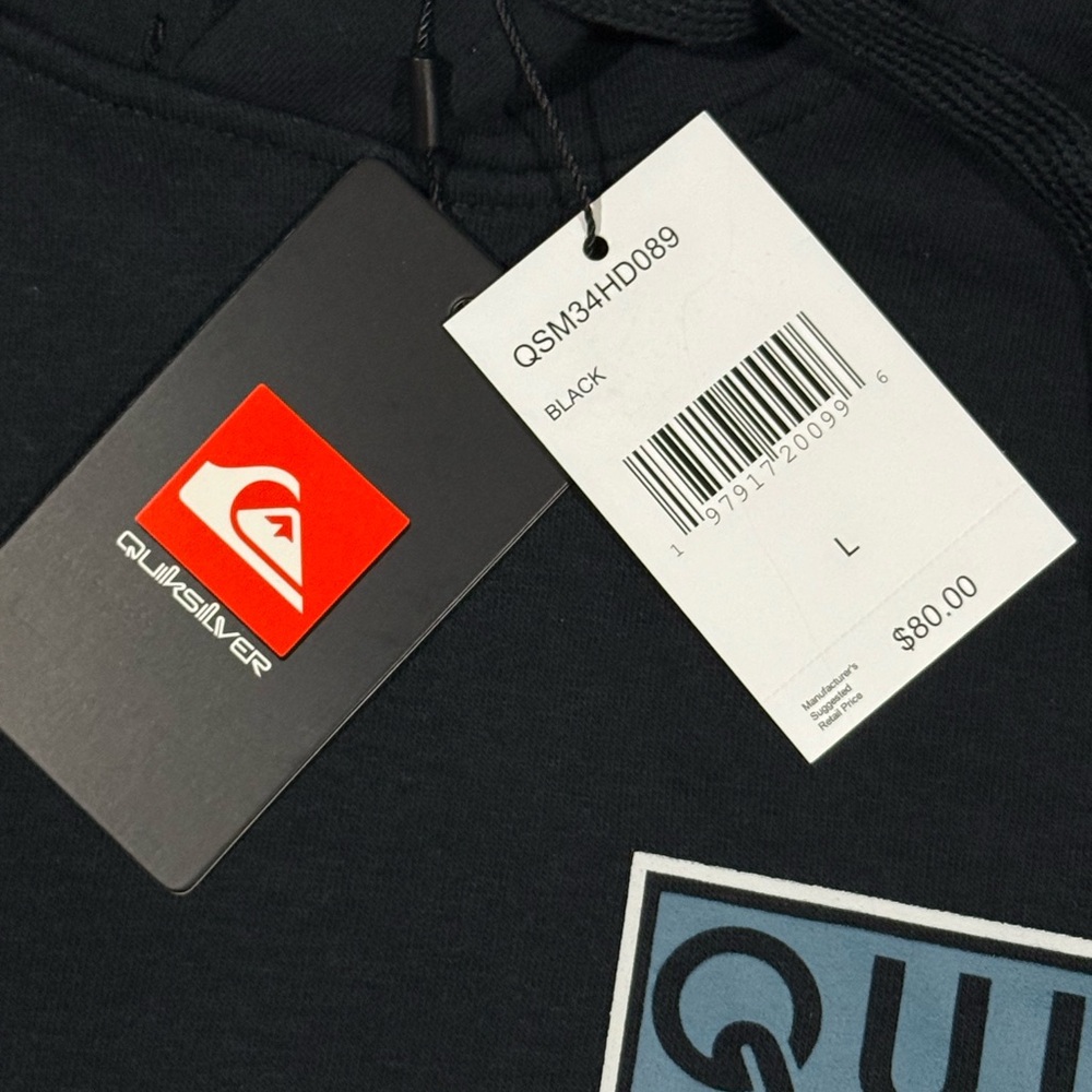 Quiksilver Men's Dark Hoodie with Logo *New* - Picture 6 of 6